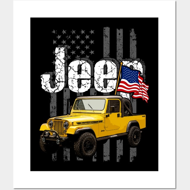 CJ-8 Scrambler Jeepcar JEEP Flag Wall Art by alex77alves